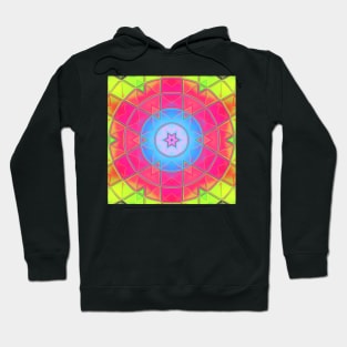 Mosaic Kaleidoscope Flower Blue Pink and Green Hoodie